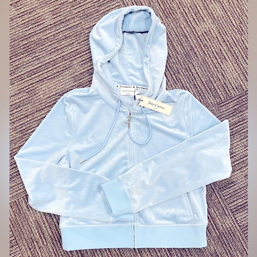 Juicy Couture classic hoodie. Color light blue - frost. Size Large.